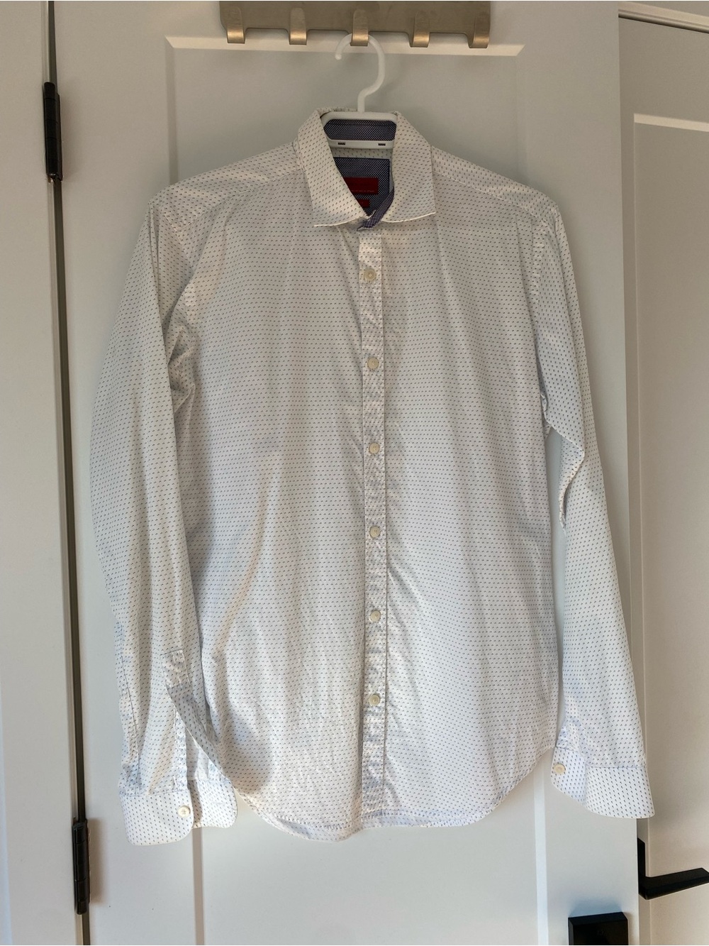 Zara Men's White Micro-Pattern Button-Up Shirt